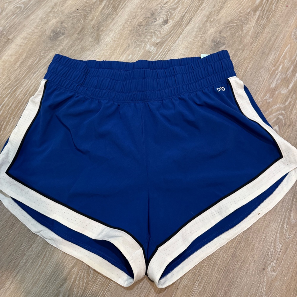 womens blue high rise shorts